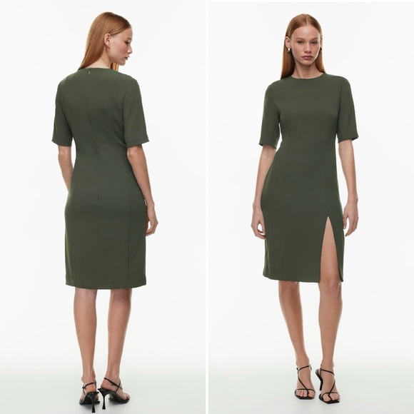 Babaton Dresses & Skirts - Aritzia Babaton Exalt Dress Dark Olive Green Size 4 Pencil Office Classic